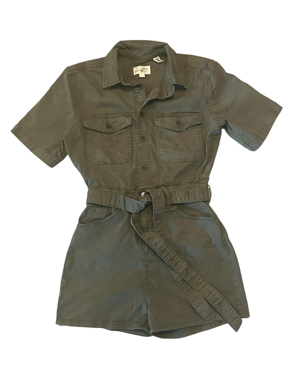 Universal Thread Olive Green Utility Romper Button Front Belted Jumpsuit